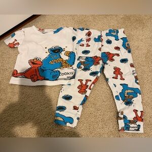 Sesame Street Kids Pajama Set - White, Blue, and Red